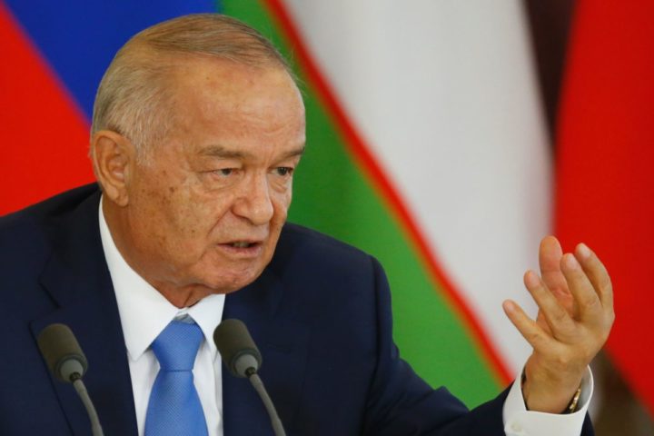 2016-04-26 00:00:00 (FILES) This file photo taken on April 26, 2016 shows Uzbek President Islam Karimov speaking during a joint press conference with his Russian counterpart following their meeting at the Kremlin in Moscow. Strongman Uzbek leader Islam Karimov is in critical condition with his health worsening "sharply" days after he suffered a stroke, an official statement said on September 2. / AFP PHOTO / POOL / MAXIM SHEMETOV
