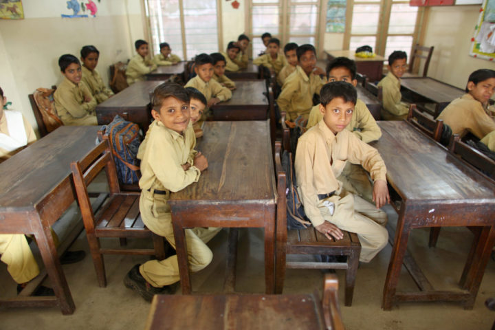 primary school in a slum in karachi, pakistan