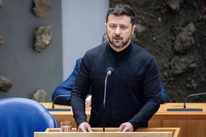 Volodymyr Zelensky president van de Oekraïne in Tweede Kamer. (Foto: ANP)