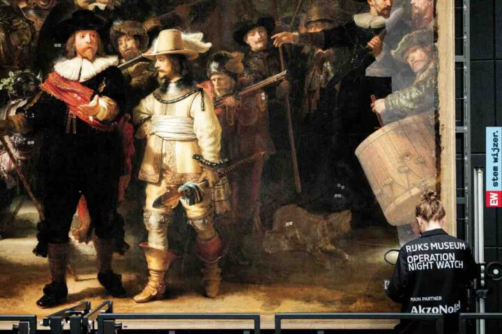 Het schilderij De Nachtwacht in het Rijksmuseum (ANP).