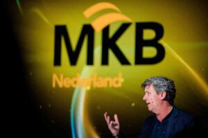 Jacco Vonhof, voorzitter van MKB-Nederland tijdens het jaarcongres in het Haagse Amare.