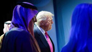 De Saudische leider Bin Salman met Trump in Washington (eind 2025)