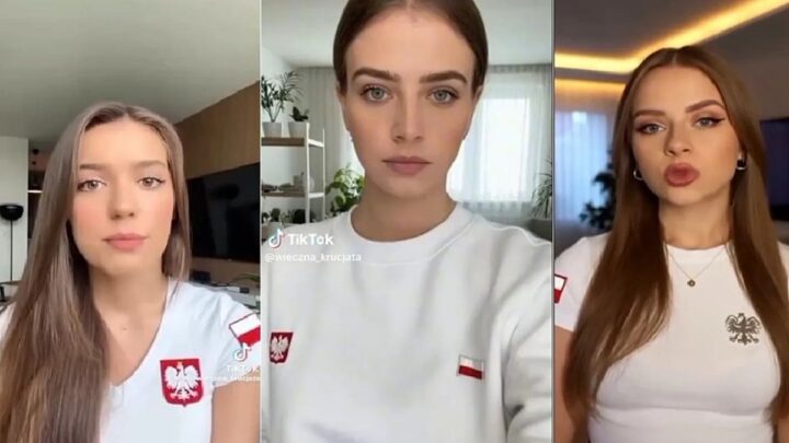 Poolse jonge vrouwen, gegenereerd door AI, promoten een 'Polexit' op TikTok.
